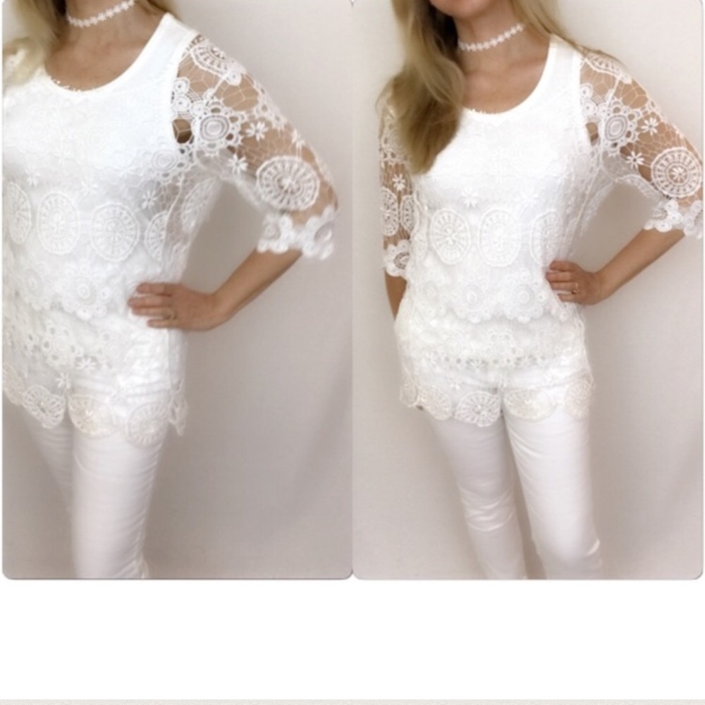 🔴PRICEDROP🔴 sold Delicate White Lace Top Cover - Picture 2 of 6