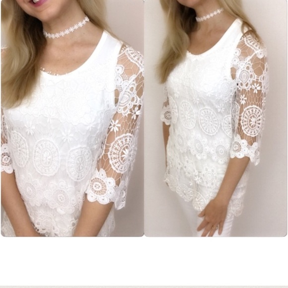 🔴PRICEDROP🔴 sold Delicate White Lace Top Cover - Picture 3 of 6