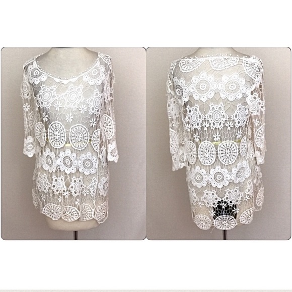 🔴PRICEDROP🔴 sold Delicate White Lace Top Cover - Picture 5 of 6