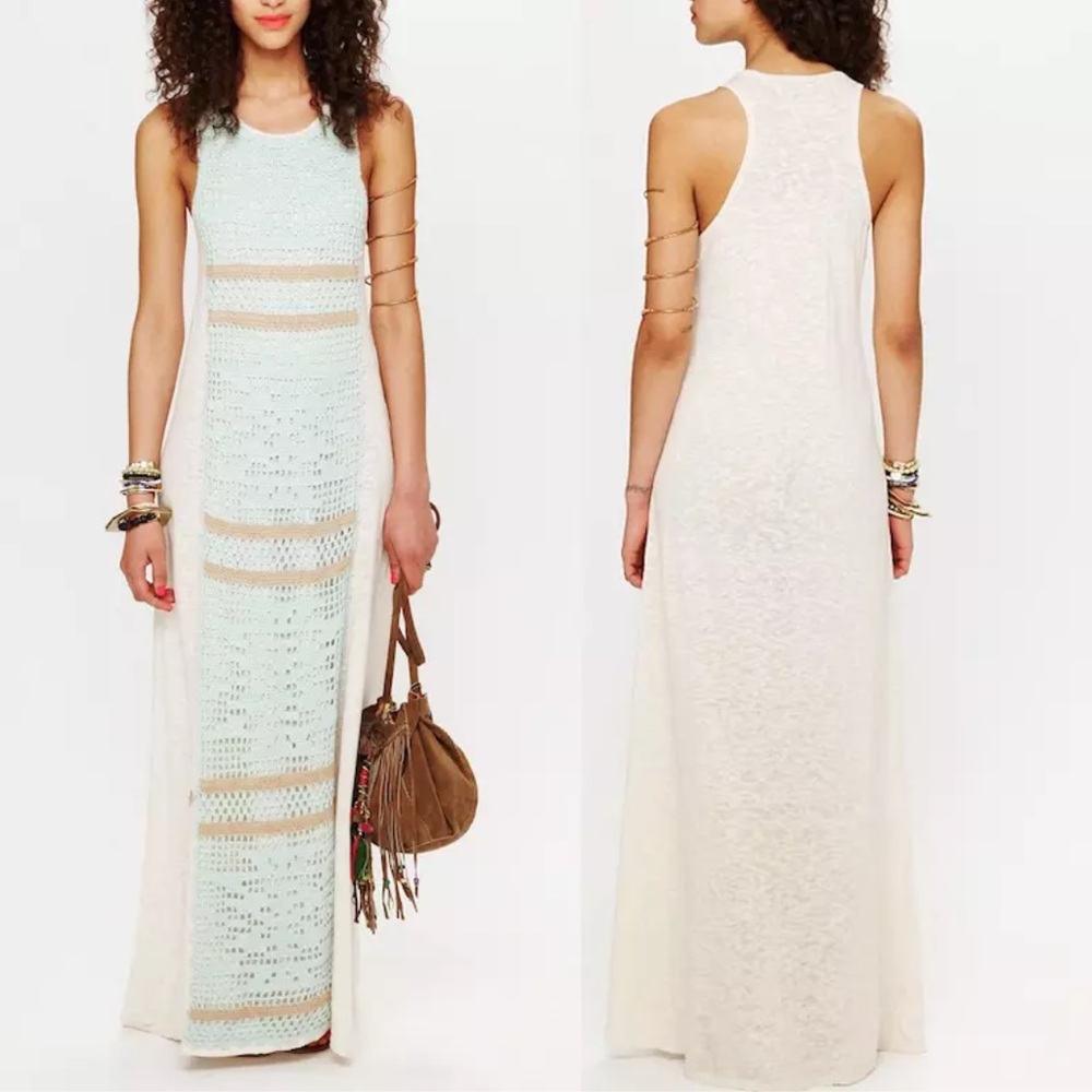 FREE PEOPLE Maxi Dress Intricate Long Draped Gown - Picture 2 of 7