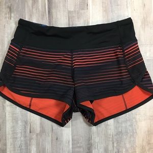 LULULEMON Speed Shorts black pink stripes size 2