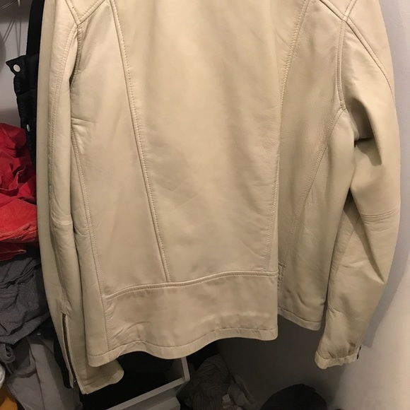 OOAK ANTIQUE WHITE LEATHER TIGER MOTO JACKET - Picture 5 of 5