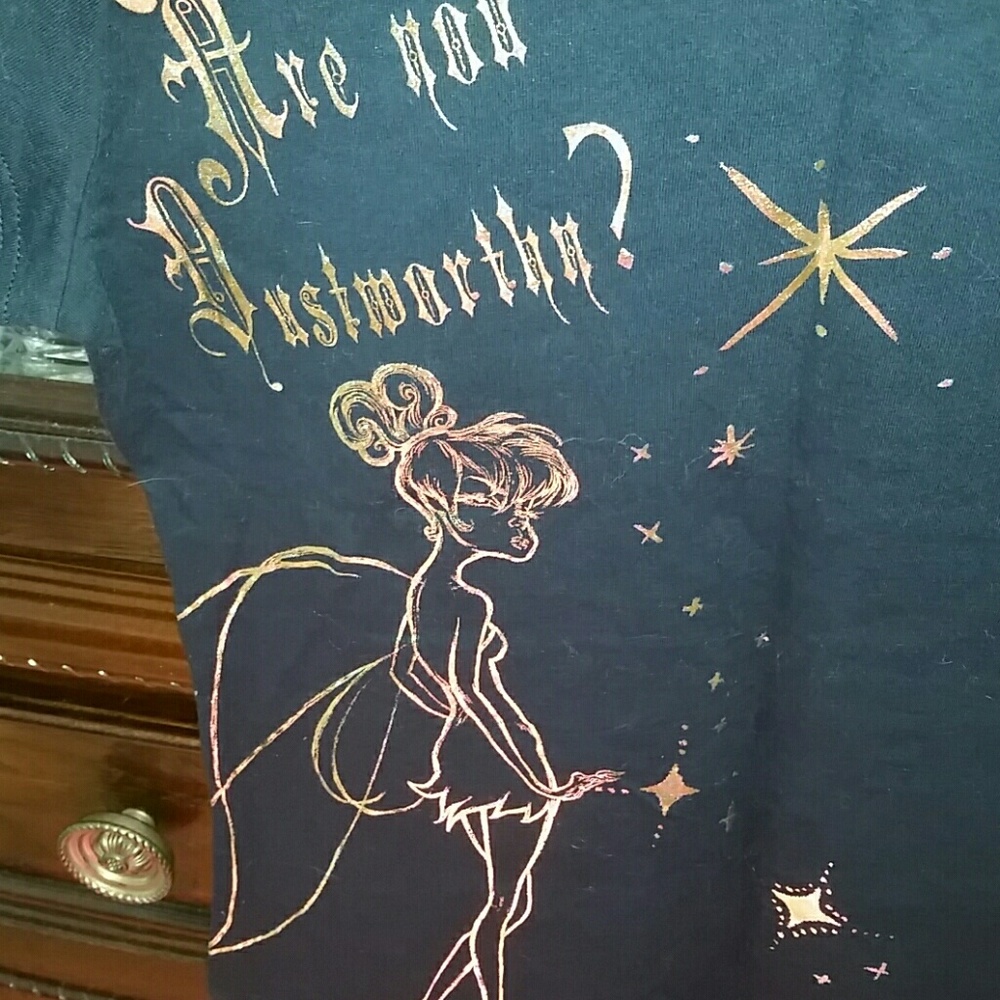 Black Tinker bell Size Large Cotton Tee Shirt - Picture 5 of 5