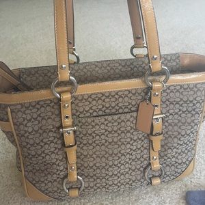 tan small Coach tote