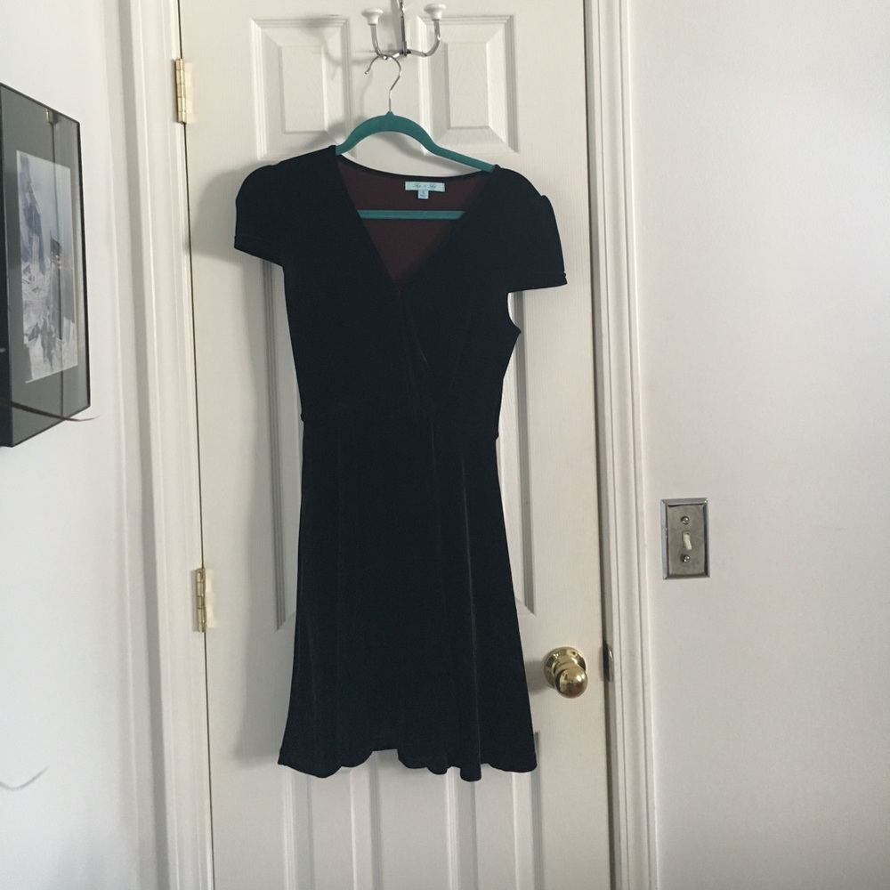 Black velvet mini dress