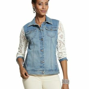 CHICO'S Denim and lace jacket