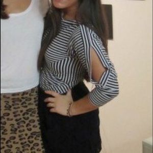 BCBGMAXAZRIA Striped Shirt w/ Open sleeves