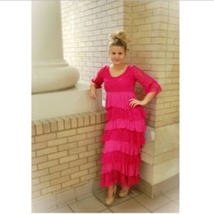 Dainty Jewells HOT PINK ruffled tier dress XL