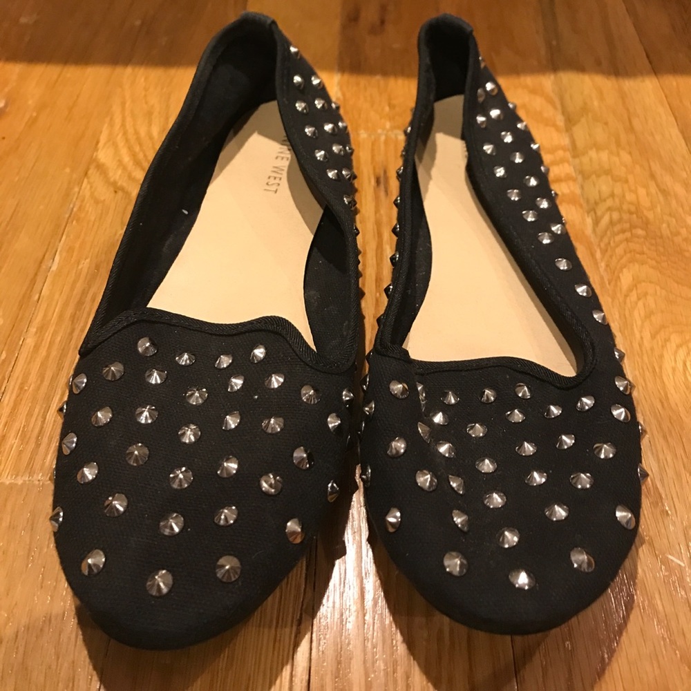 Nine West Studded Black Flats