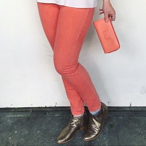MADEWELL SKINNY ANKLE ORANGE WASH DENIM PANT