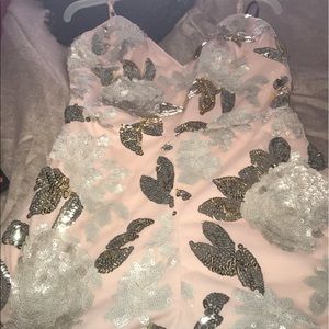 Bebe romper pink with floral designs small