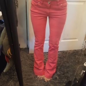 Coral flare jeans