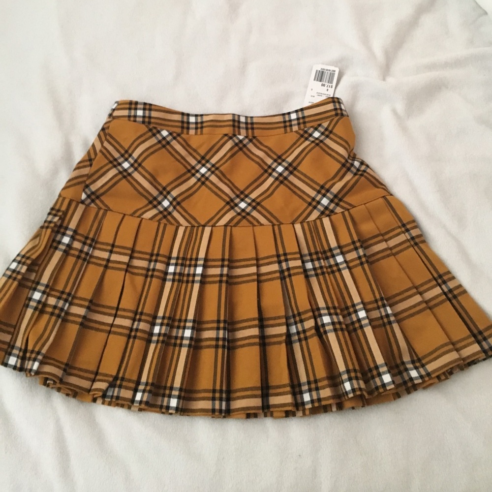 Tan plaid mini skirt