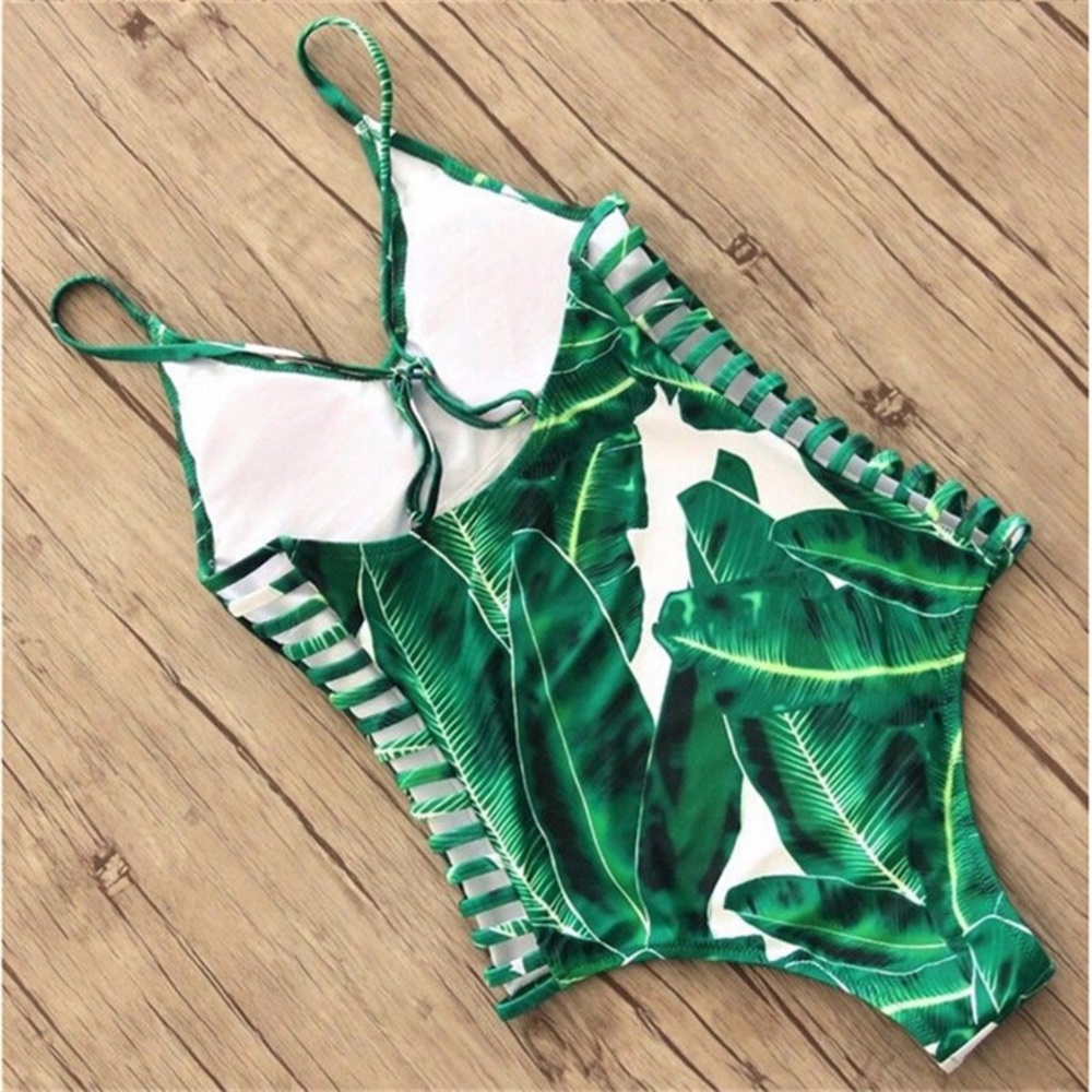 Palm Leaf Printed Monokini - Picture 3 of 4
