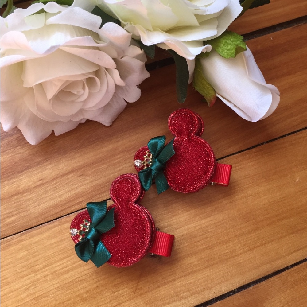 Red Hair Clips Set