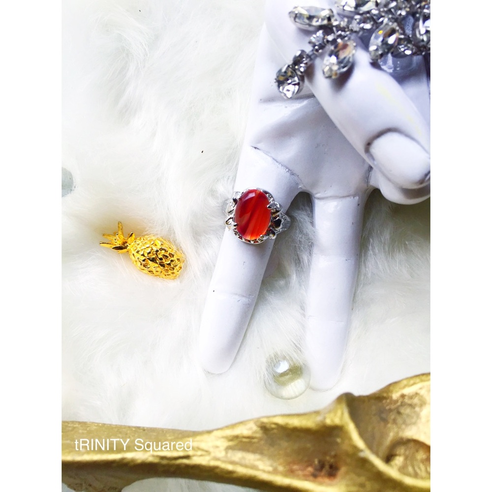 . {MARS} Red gemstone + silver ring 8