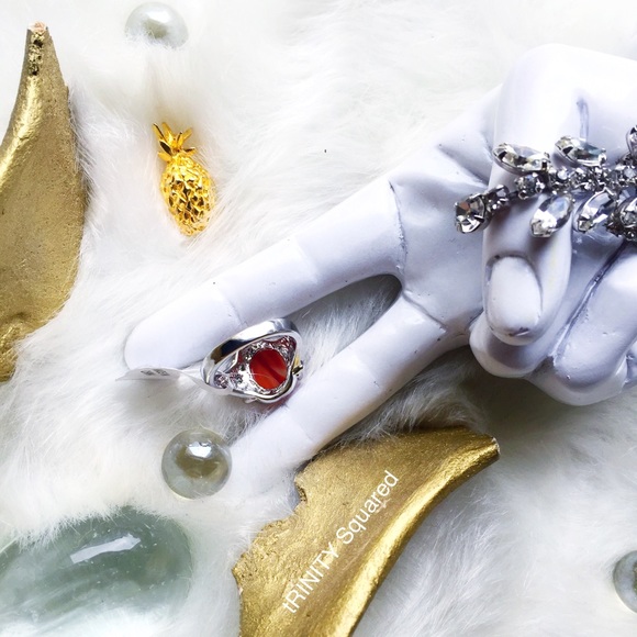 . {MARS} Red gemstone + silver ring 8 - Picture 2 of 8