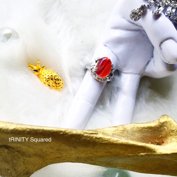 . {MARS} Red gemstone + silver ring 8 - Picture 5 of 8