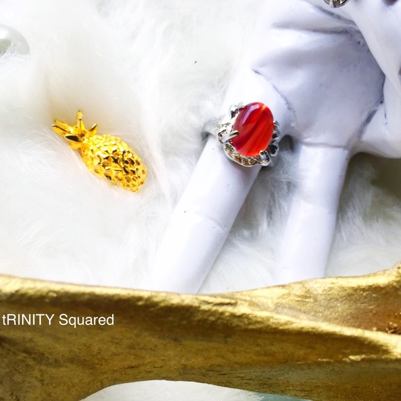 . {MARS} Red gemstone + silver ring 8 - Picture 8 of 8