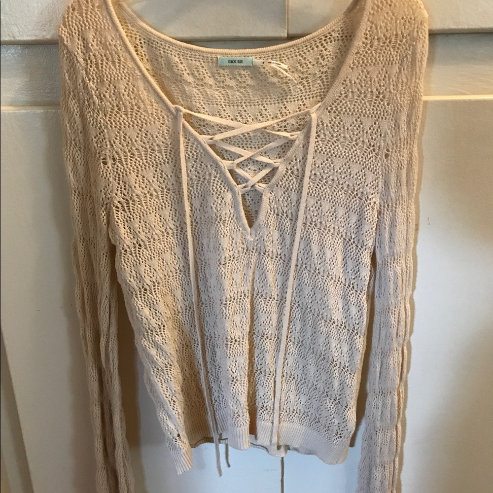 Lace up front sweater