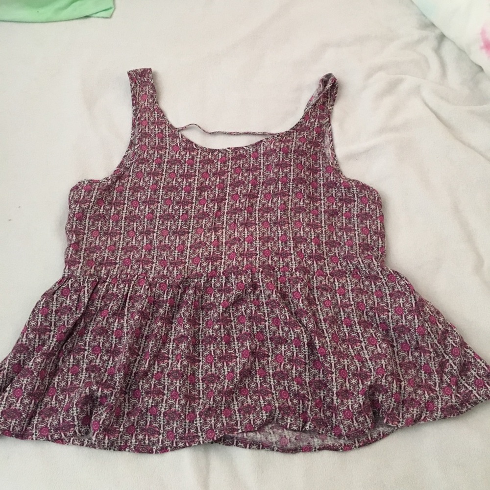 Purple and pink patterned flowy shirt