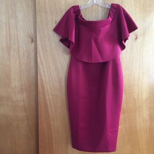 ASOS off the shoulder ruffle bodycon dress