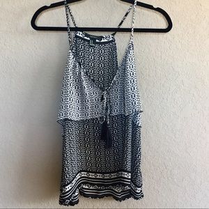 Forever 21 Black and White Flounce Tank Top