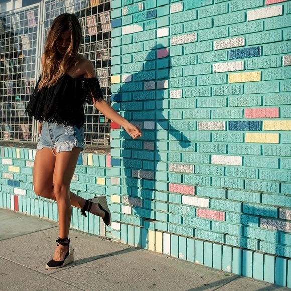 Navy Lace Up Wedge Canvas Sandal - Picture 2 of 6