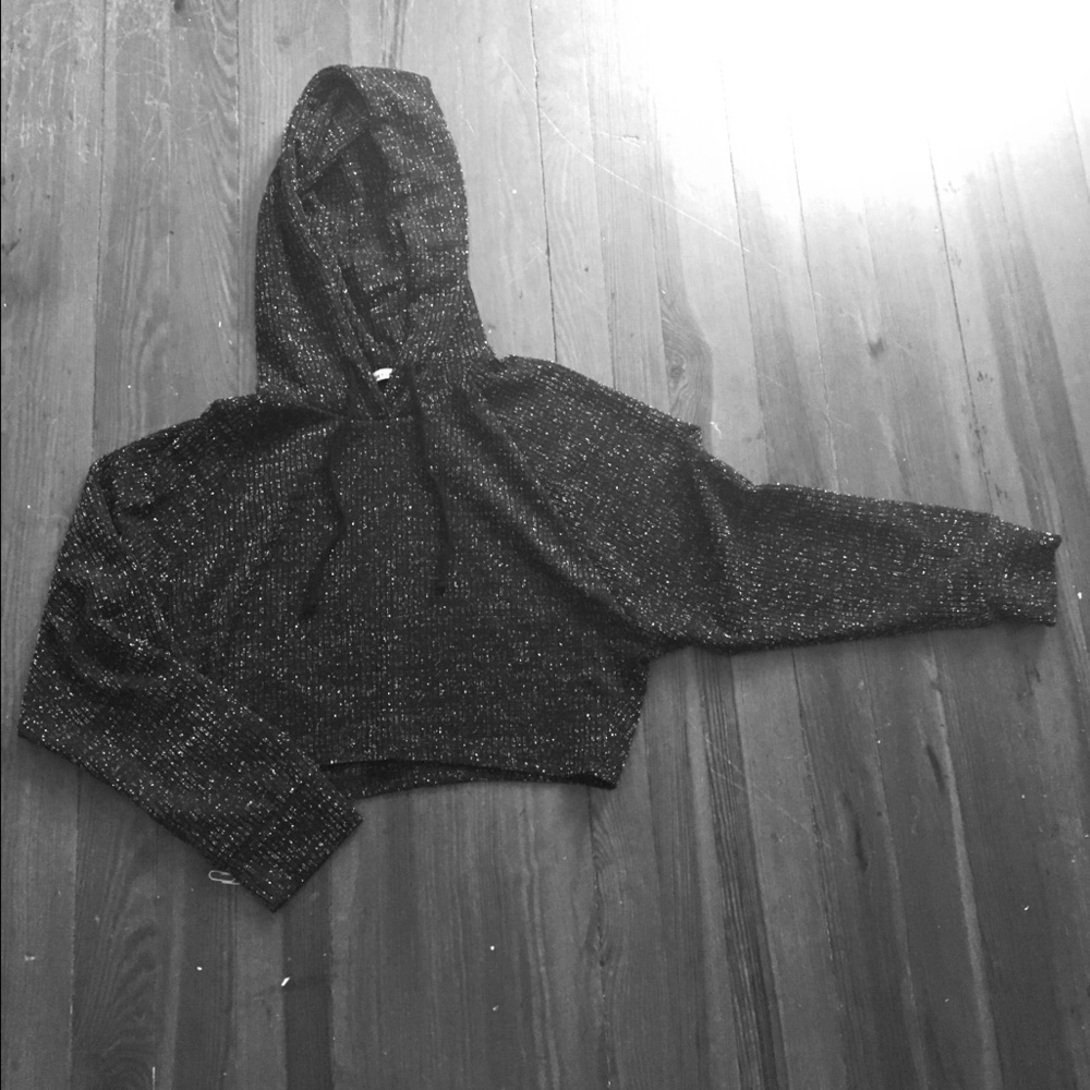 Black and sparkly crop top sweat shirt