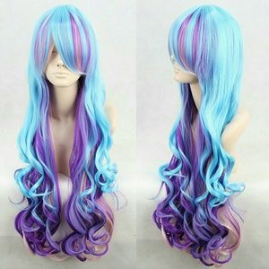 Long Blue/Purple/Pink Curly Cosplay Wig