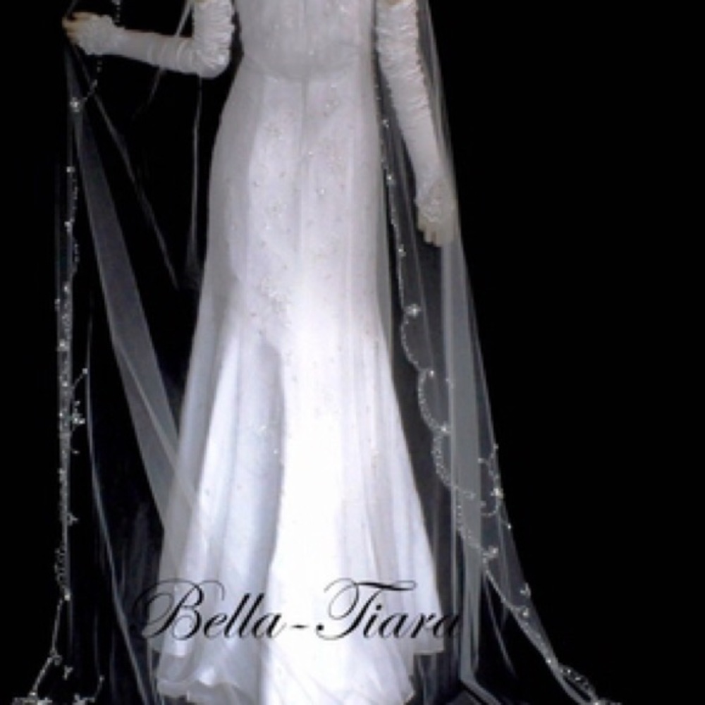 Crystal beaded cathedral veil