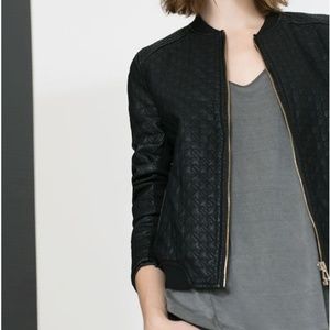 Zara faux-leather Quilted Bomber