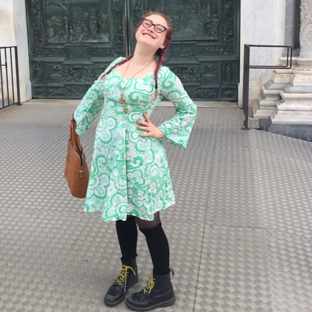 Pinup Girl Clothing Green 1970s Hippie Dress