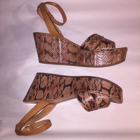Tory Burch Buckle Wedge Leather Upper Sandals for Women for  TORY BURCH python PLATFORM WEDGES size 7 $595