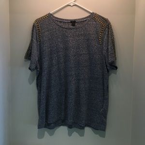 J Crew, Grey, Gold studded t-shirt