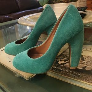 Urban Outfitters Turquoise Suede Heels