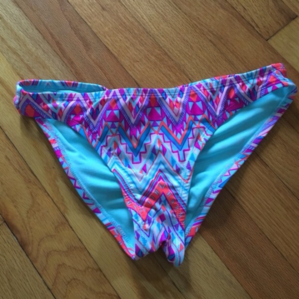 Xhilaration from Target Ruched Neon Tribal Print Bikini Bottom M - Picture 2 of 3