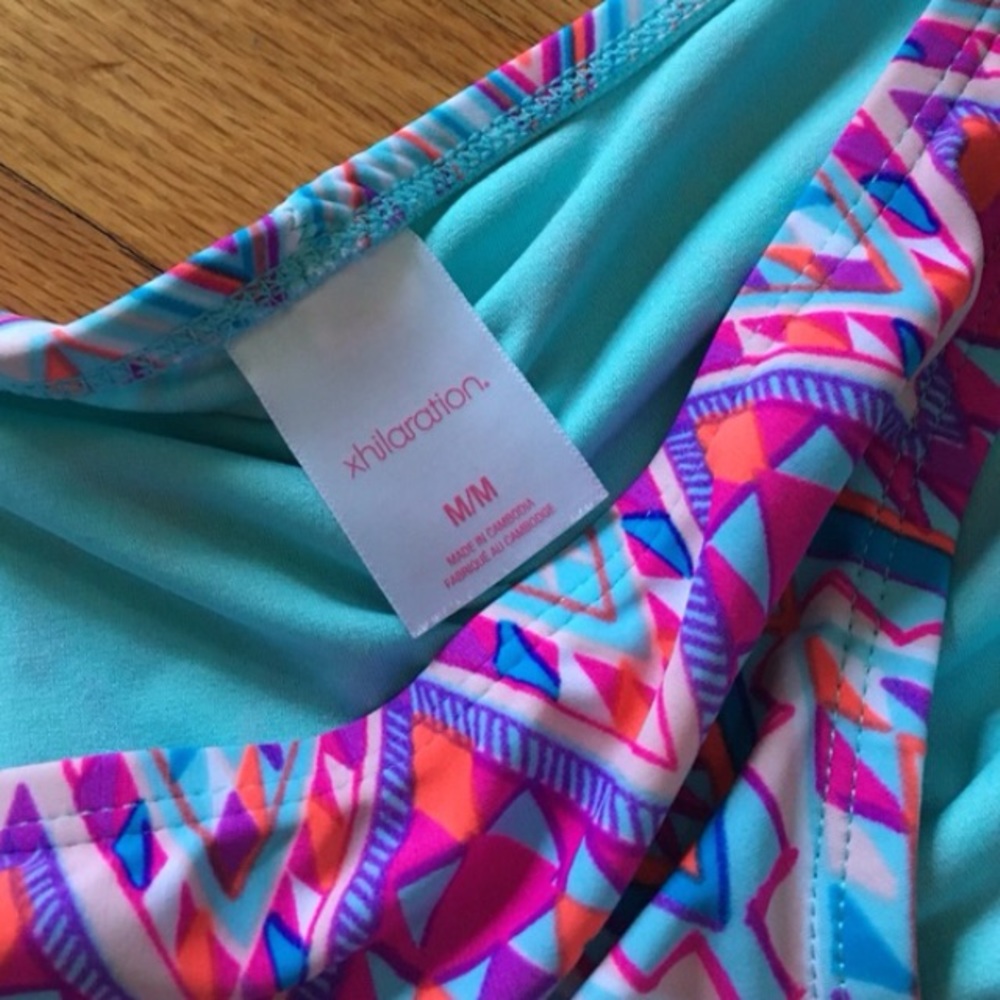 Xhilaration from Target Ruched Neon Tribal Print Bikini Bottom M - Picture 3 of 3