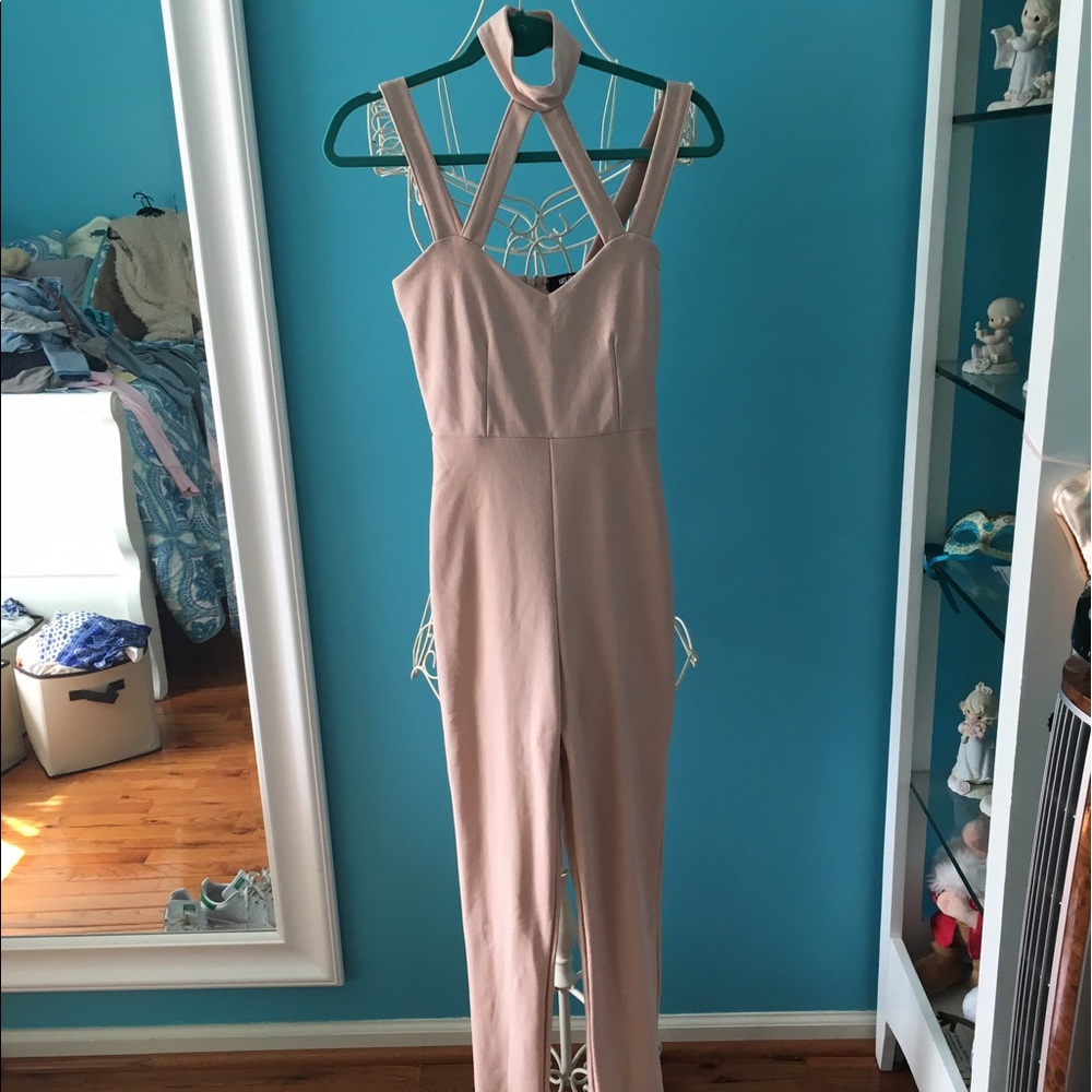 Blush strappy jumpsuit