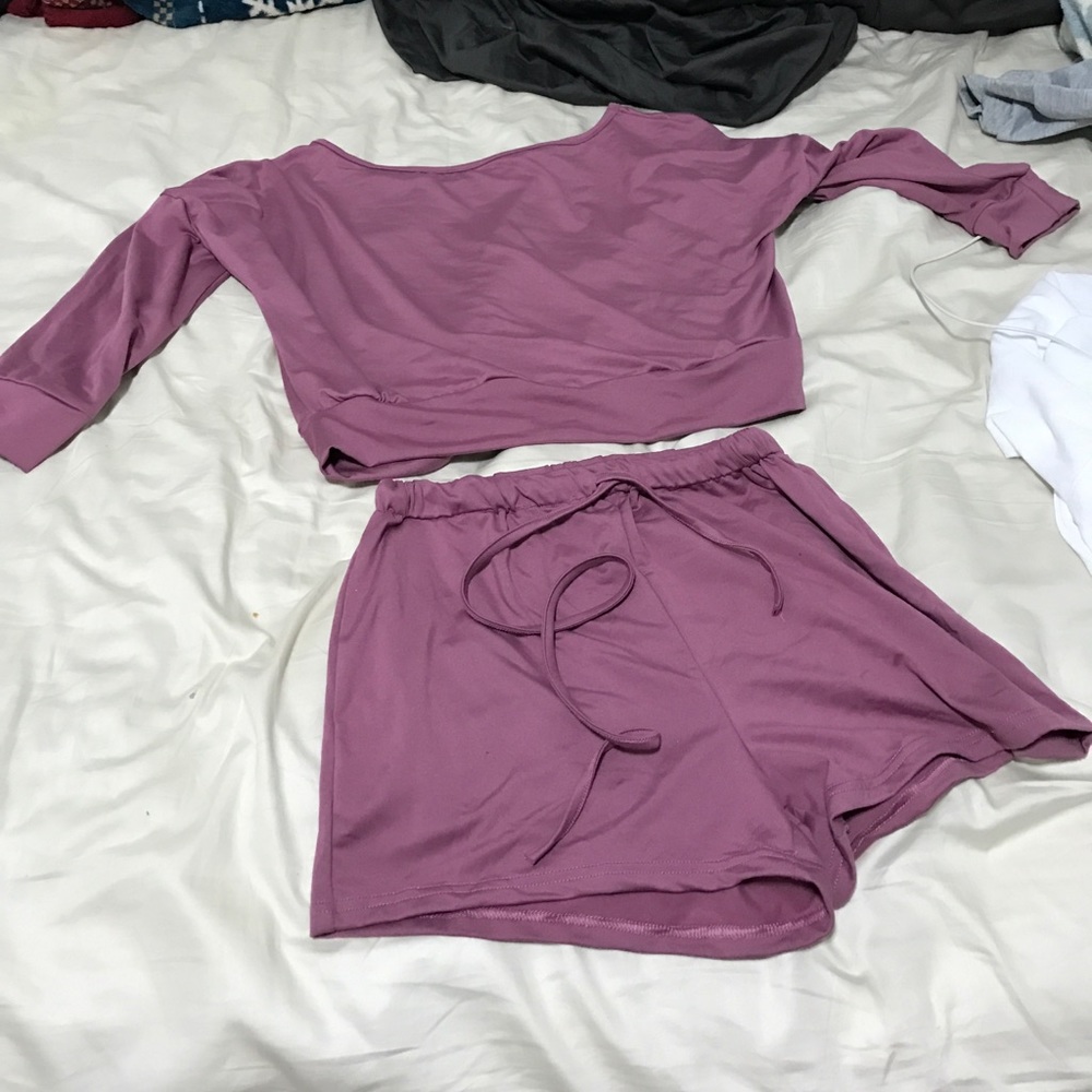 Cute over the shoulder shirt & short set