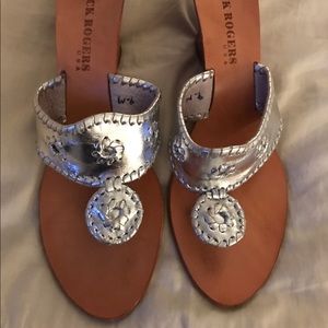Size 9 Silver wedge Jack Rogers with box.