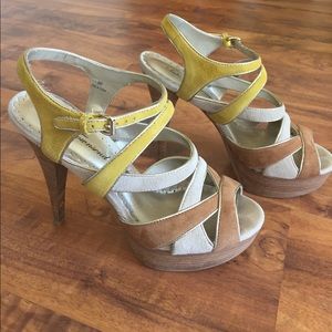 Faux Suede Strappy Platform Heels