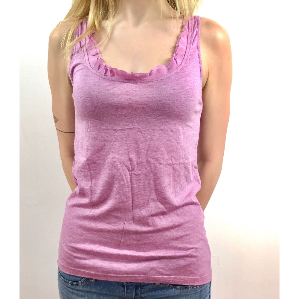 Banana Republic violet tank with ruffle accent