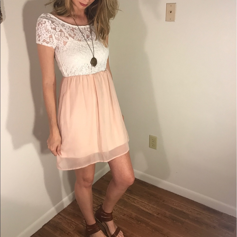 Cream/Blush Babydoll Dress