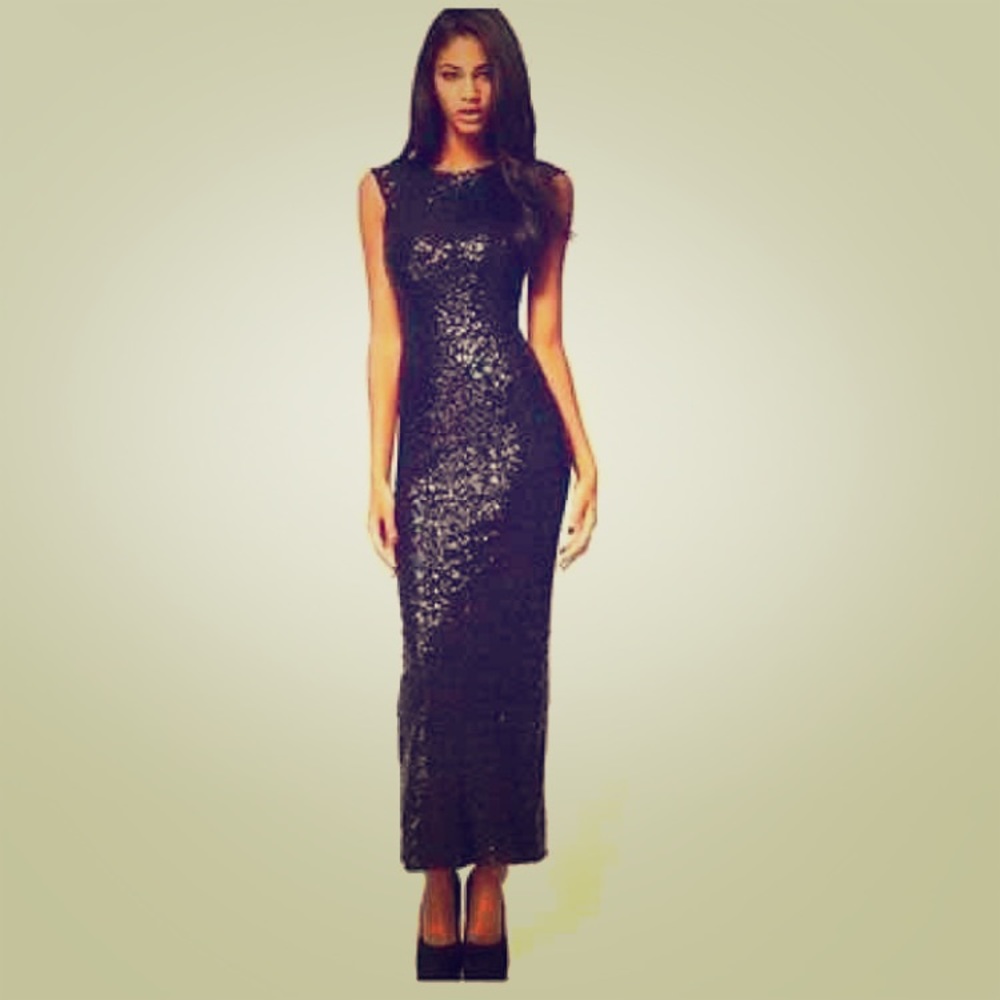 ASOS Black Sequin Evening Gown