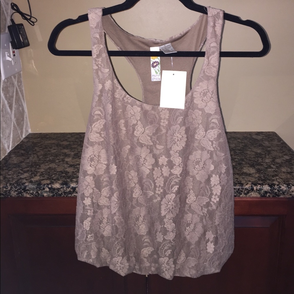 Small Mimi Chica brown flower lace blouse