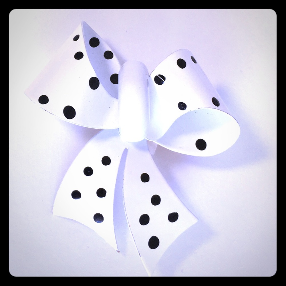 Ribbon Bow Enamel Polka Dot Mod Fashion Pin VTG