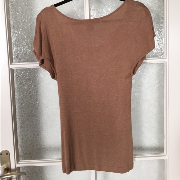 XS - CACHE Gold Beaded Top With Open Shoulders - Picture 2 of 6