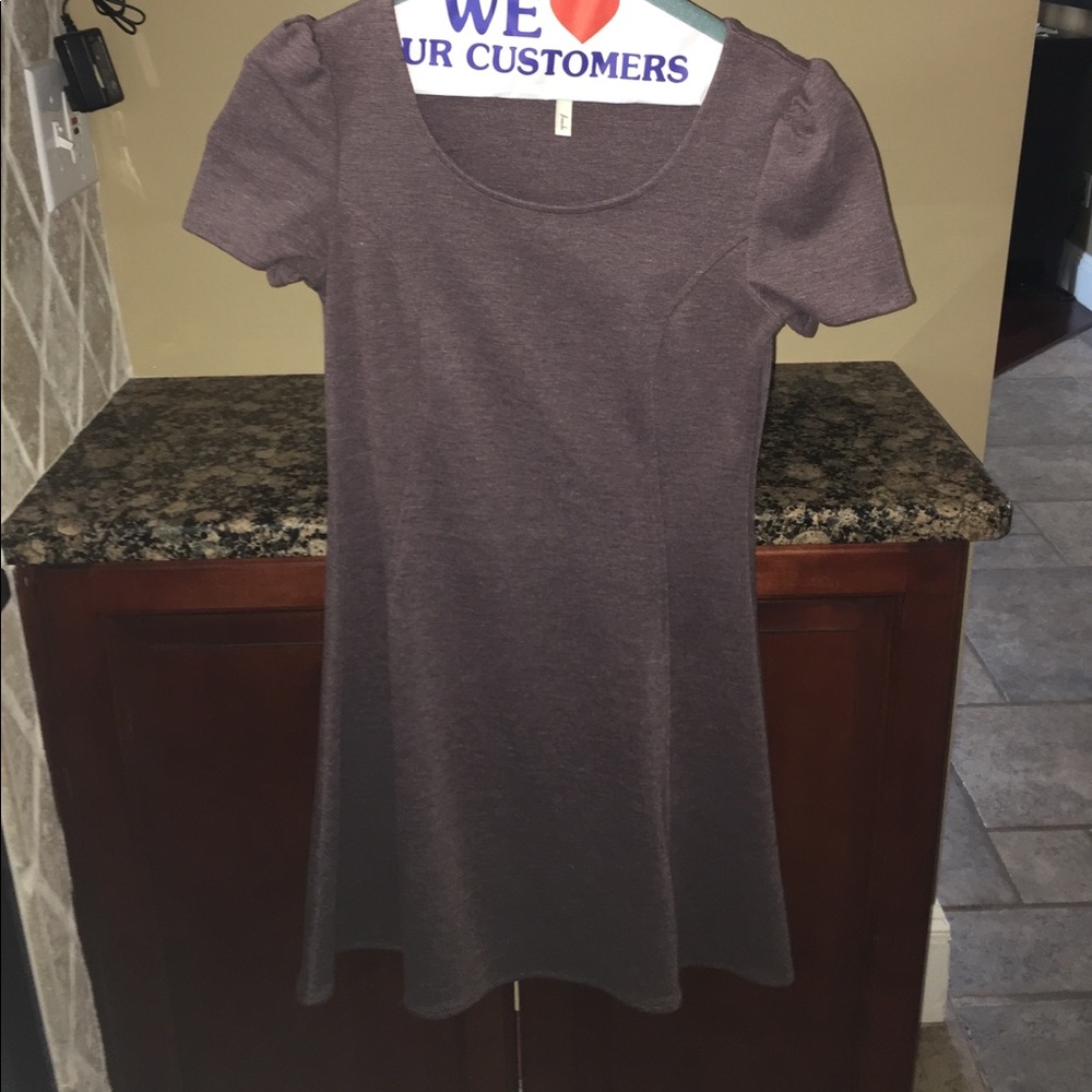 Eggplant frenchi dress with scrunched sleeves