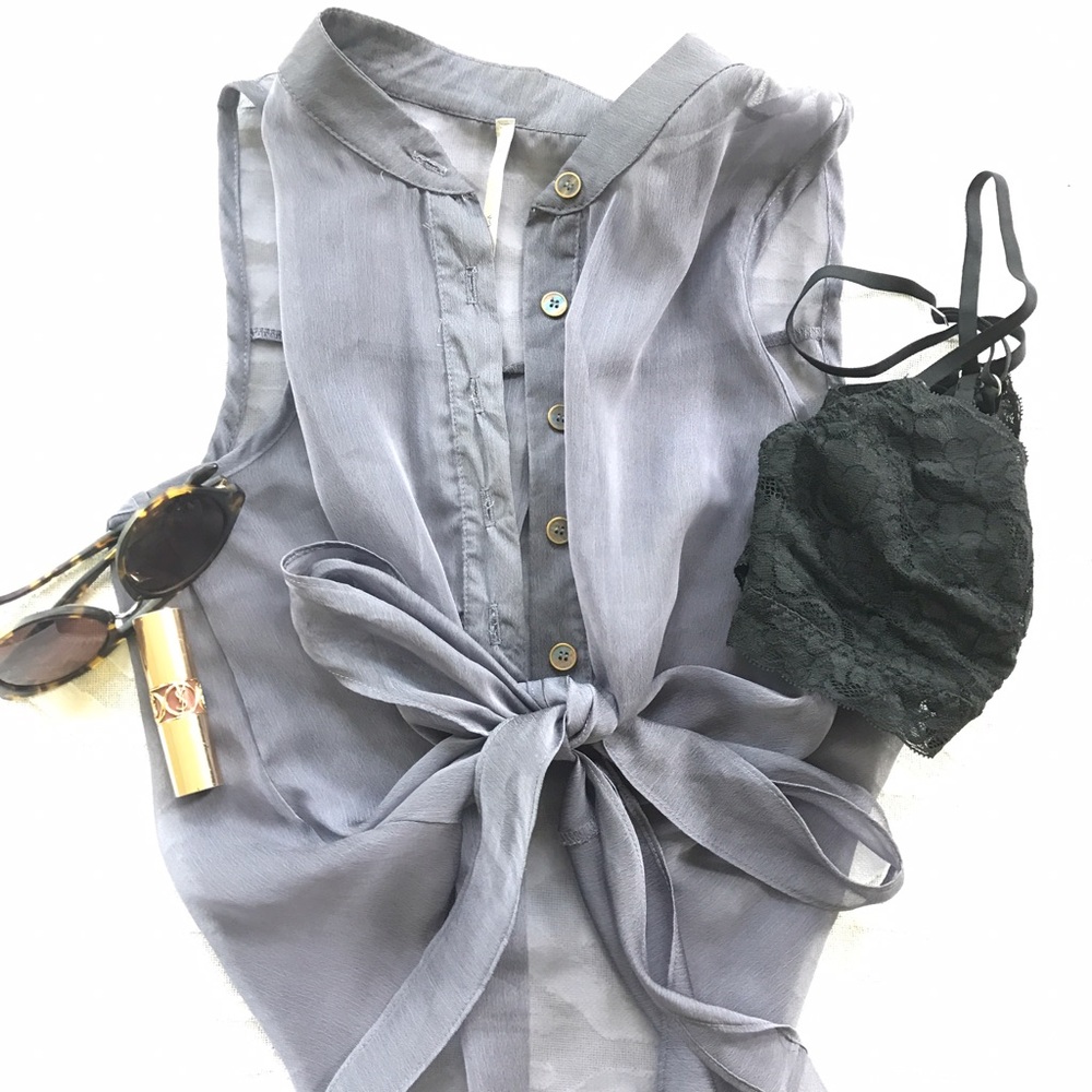 Sheer cropped tie tank